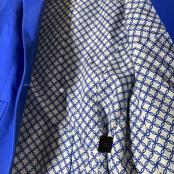 The limited cobalt blue one button cotton polyester blazer geometric circle sz S - Picture 5 of 12
